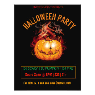 Halloween Beängstigend Fire Pumpkin Party Flyer