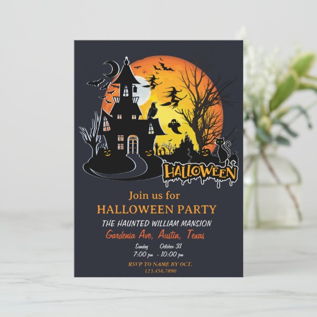 Halloween Beängstigend Night Planner Party Einladung (Stehend Vorderseite)