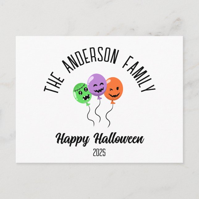 Halloween Beängstigend Pumpkin Balloons Personalis Feiertagspostkarte (Vorderseite)