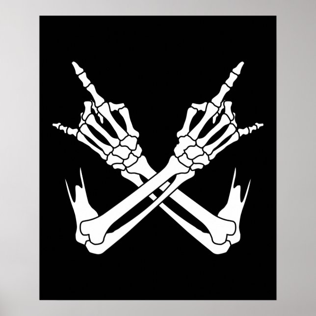 Halloween Beängstigend Skeleton Rocker Hands Poster (Vorne)