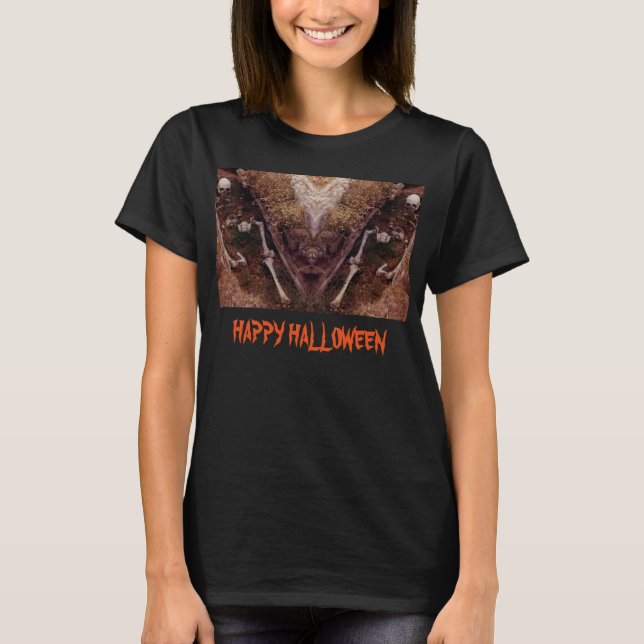 Halloween Beängstigend Skelettknochen-Foto T-Shirt (Vorderseite)