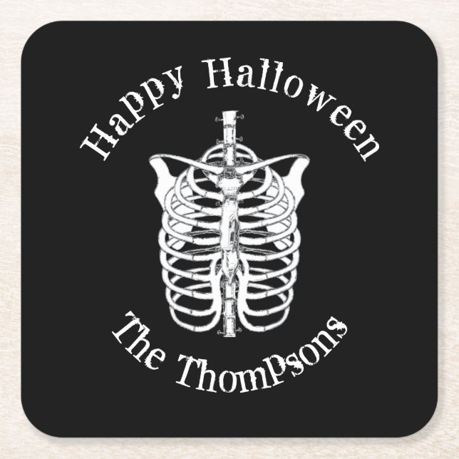 Halloween Beängstigend Spooky Creepy Skeleton Rechteckiger Pappuntersetzer (Vorderseite)