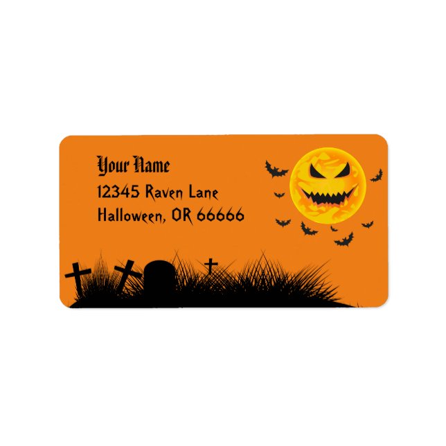 Halloween Beängstigend Sun Graveyard Adressaufkleber (Vorne)