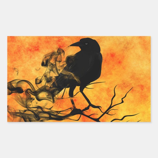 Halloween Beängstigend Szene 11 The Raven Rechteckiger Aufkleber (Vorderseite)