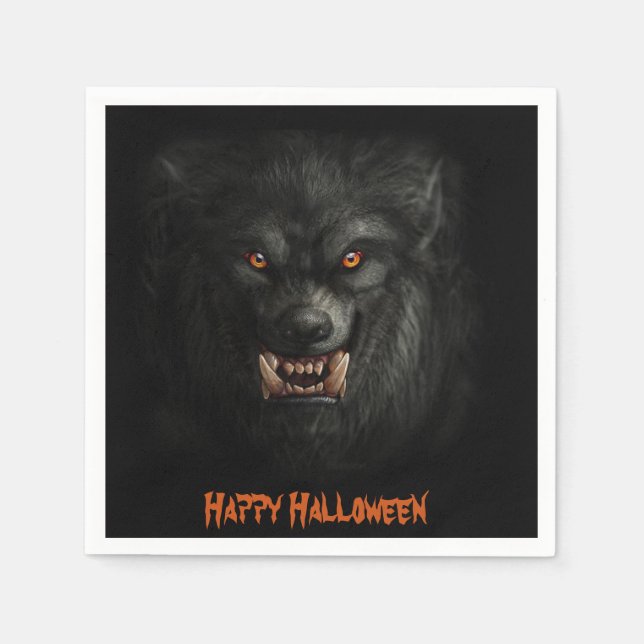 Halloween Beängstigend Werewolf Paper Napkins Serviette (Vorderseite)