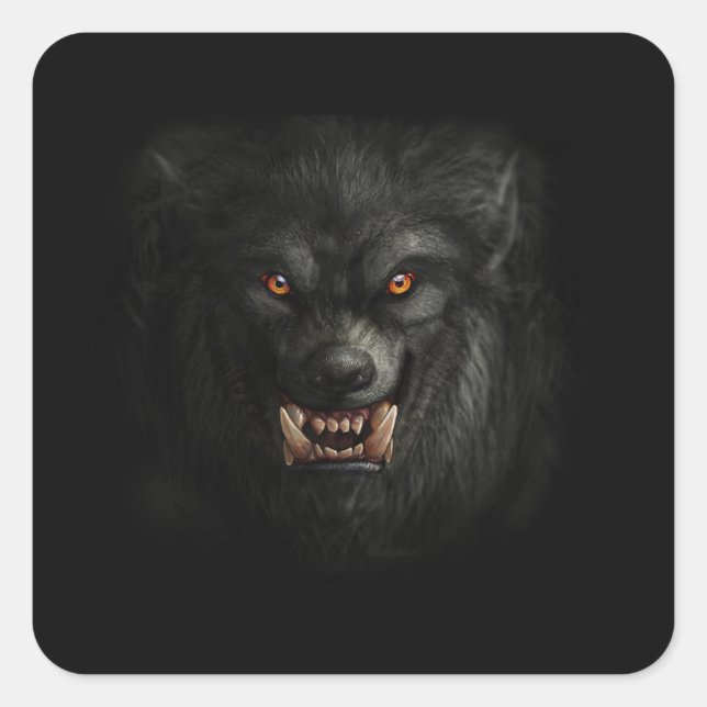 Halloween Beängstigend Werewolf Quadratischer Aufkleber (Vorderseite)