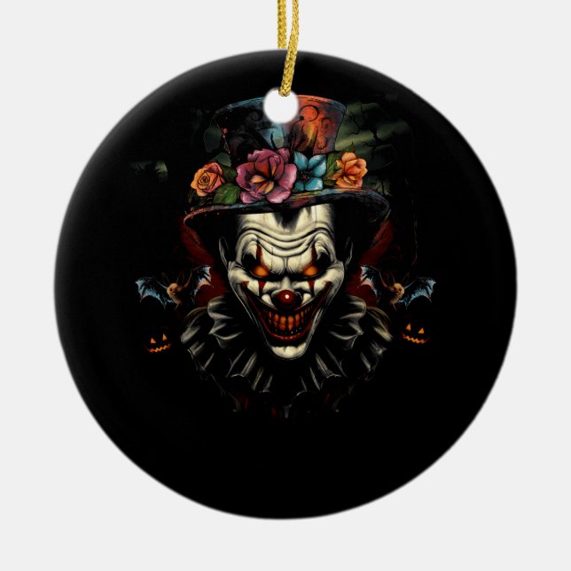 Halloween Beängstigende böse Clownmaske Horror Ges Keramik Ornament (Vorne)