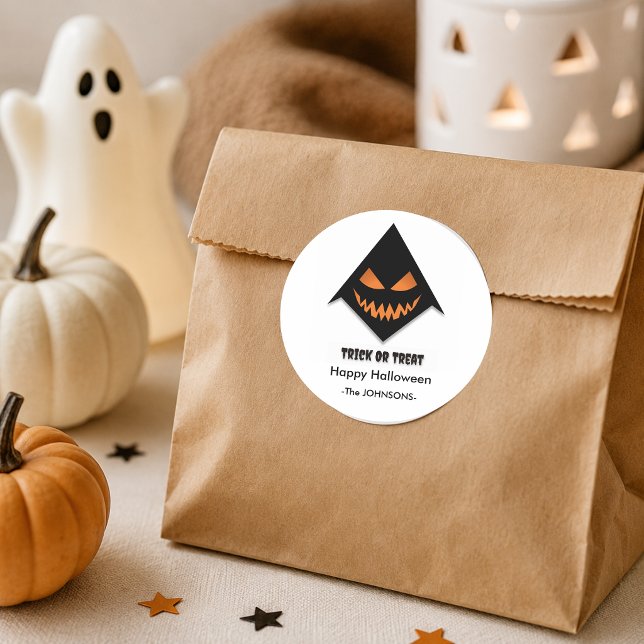 Halloween Beängstigende Gesichter - Trick oder Tre Runder Aufkleber (Von Creator hochgeladen)