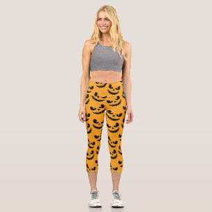 Halloween: beängstigende Gesichter, Vintager Stil. Capri Leggings