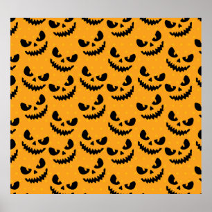 Halloween: beängstigende Gesichter, Vintager Stil. Poster