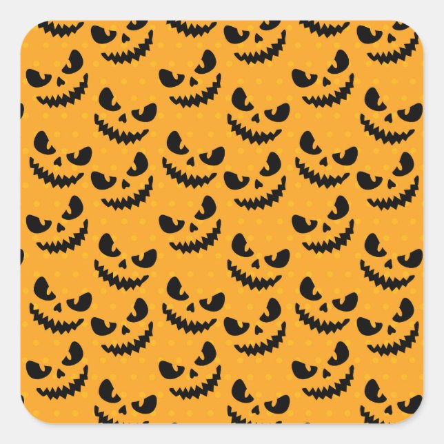 Halloween: beängstigende Gesichter, Vintager Stil. Quadratischer Aufkleber (Vorderseite)