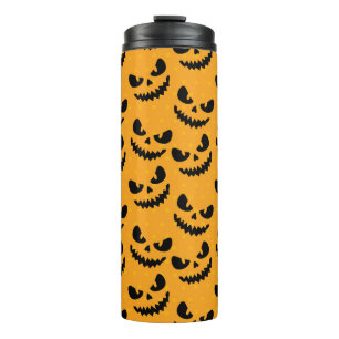 Halloween: beängstigende Gesichter, Vintager Stil. Thermosbecher