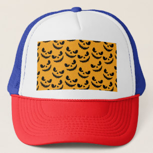 Halloween: beängstigende Gesichter, Vintager Stil. Truckerkappe