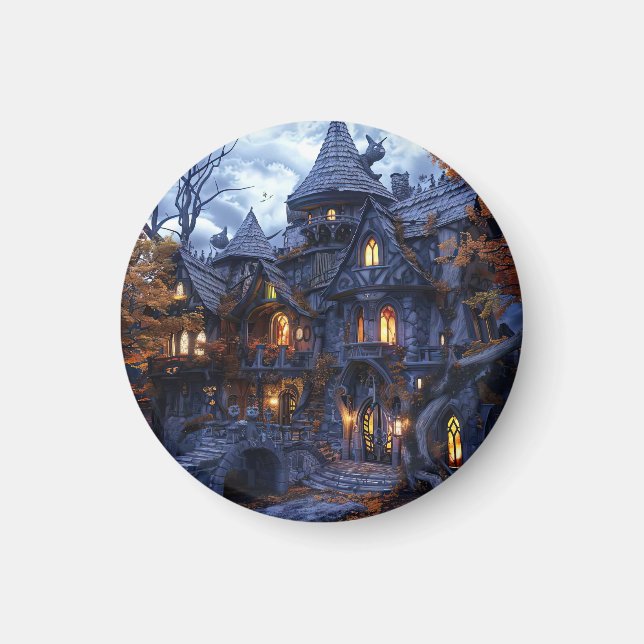 Halloween Beängstigende Hexenburg Magnet (Vorne)