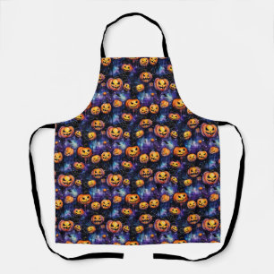 Halloween Beängstigende Kürbislaterne Orange Black Schürze