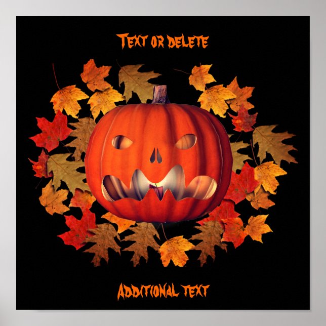 Halloween Beängstigende Kürbislaterne Personalisie Poster (Vorne)