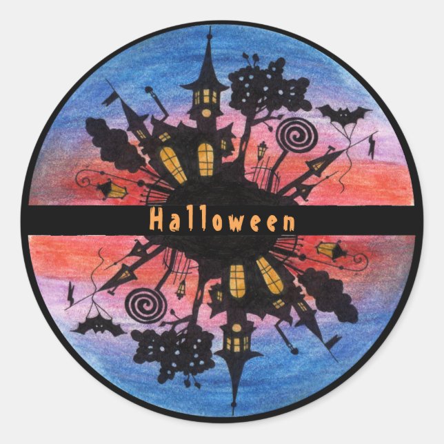 Halloween beängstigender gotischer Pumkinstag Runder Aufkleber (Vorderseite)