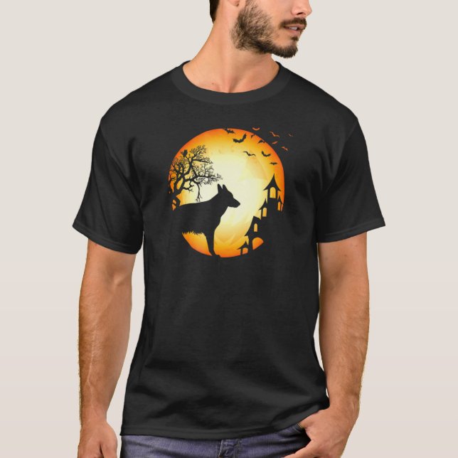 Halloween Beängstigender Hund Silhouette T-Shirt (Vorderseite)