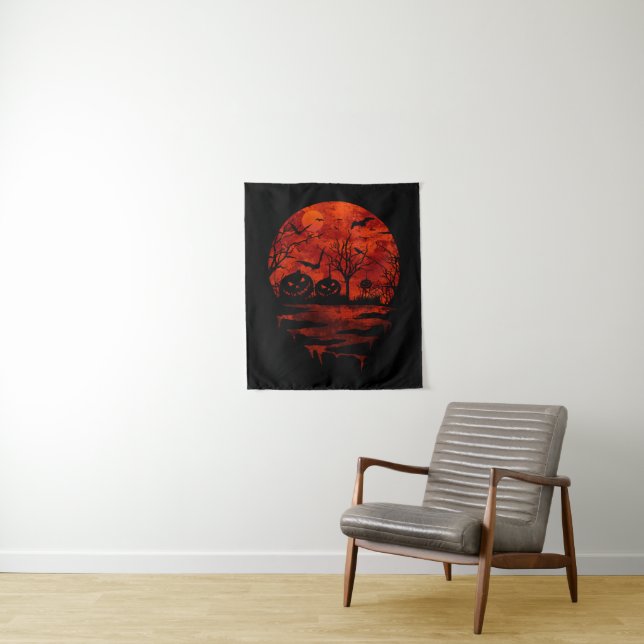 HALLOWEEN BEÄNGSTIGENDER ROTER MOON WANDTEPPICH (Beispiel)