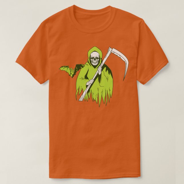 Halloween Beängstigender SchädelGeist mit Flederma T-Shirt (Design vorne)