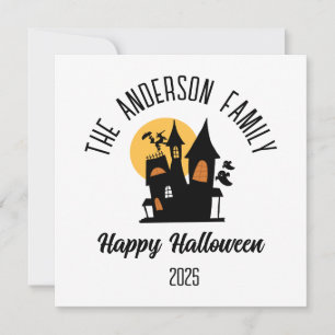 Halloween Beängstigender Spuk Hausname Personalisi Feiertagskarte