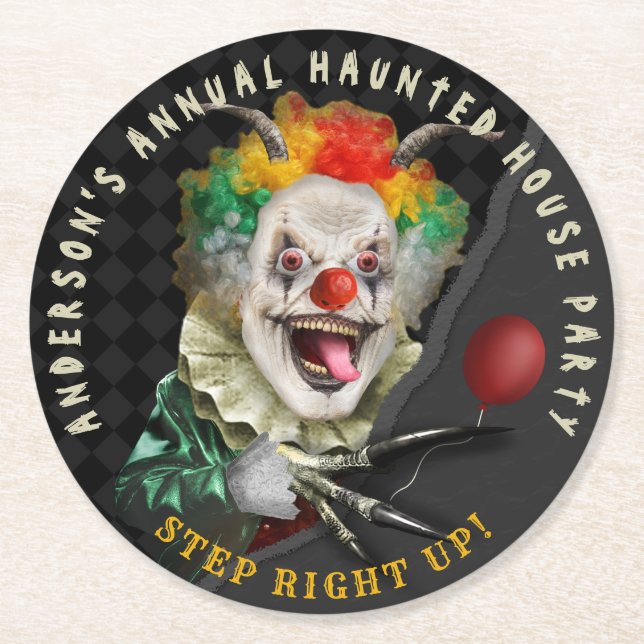 Halloween Beängstigendes Clown Adult Creepy Circus Runder Pappuntersetzer (Vorderseite)