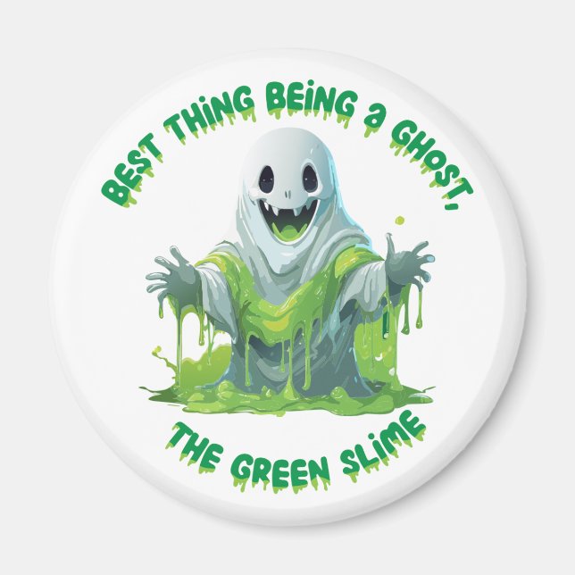 Halloween Beängstigendes Gespenst in grünem Slim Magnet (Vorne)