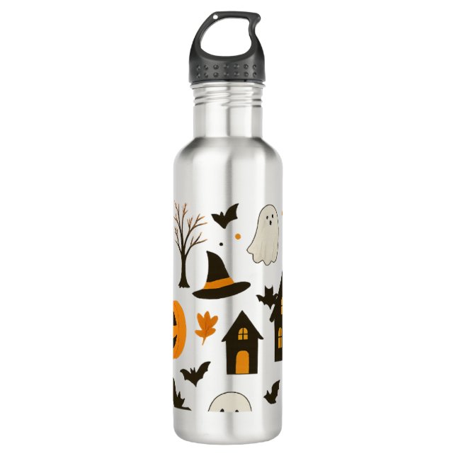 Halloween Beängstigendes Muster - Spooky & Festiva Edelstahlflasche (Vorderseite)