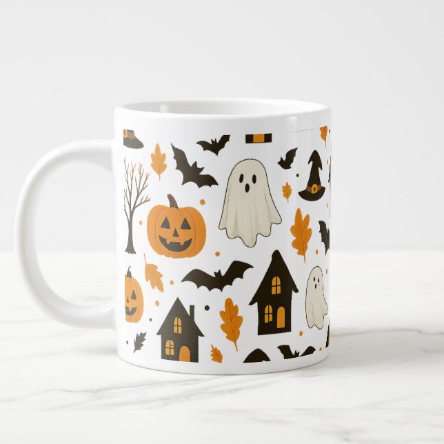 Halloween Beängstigendes Muster - Spooky & Festiva Jumbo-Tasse (Links)