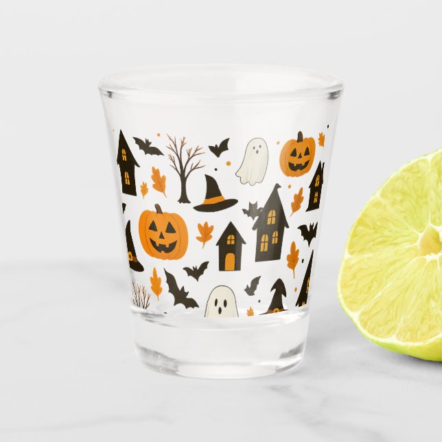 Halloween Beängstigendes Muster - Spooky & Festiva Schnapsglas (Vorderseite)