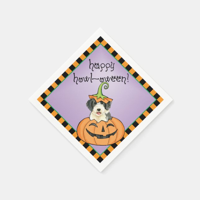 Halloween Bearded Collie Napkins Serviette (Ecke)