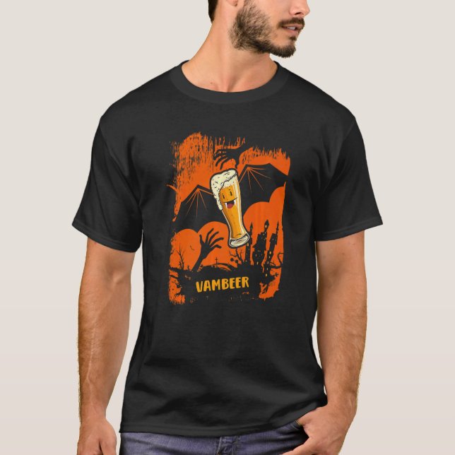 Halloween Beer Vambeer Zombie Bat Vampire T-Shirt (Vorderseite)