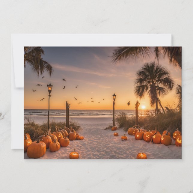 Halloween bei Twilight am Strand Notecard Dankeskarte (Vorderseite)