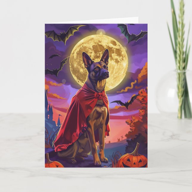 Halloween Belgisch Malinoi Dog Pumpkins Beängstige Karte (Vorderseite)