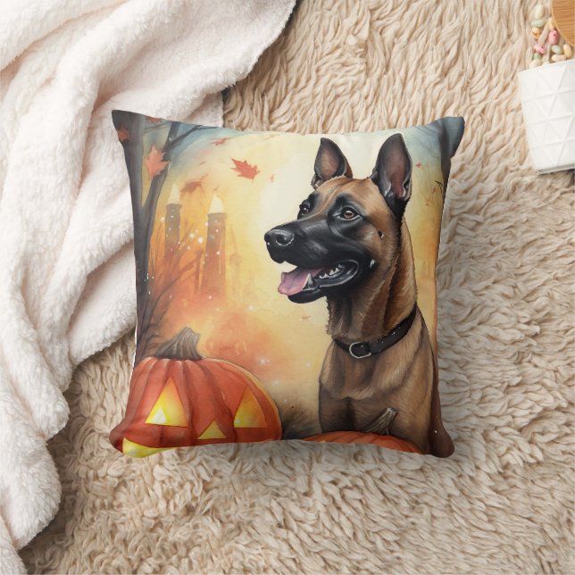 Halloween Belgisch Malinoi mit Pumpkins Beängstige Kissen (Decke)