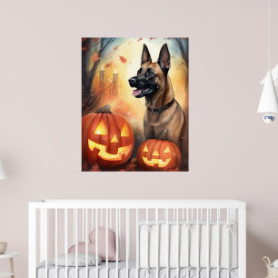 Halloween Belgisch Malinoi mit Pumpkins Beängstige Poster