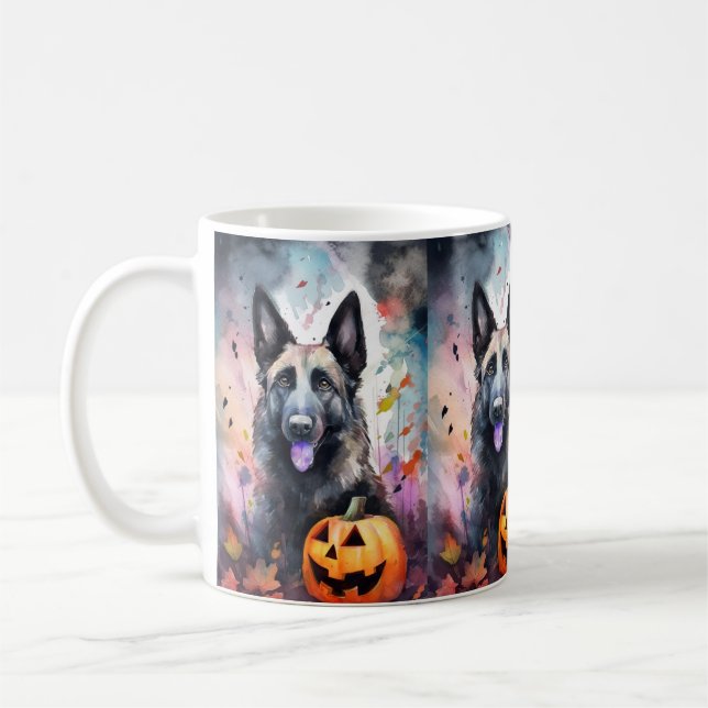 Halloween belgischer Schäferhund mit Pumpkins Beän Kaffeetasse (Links)