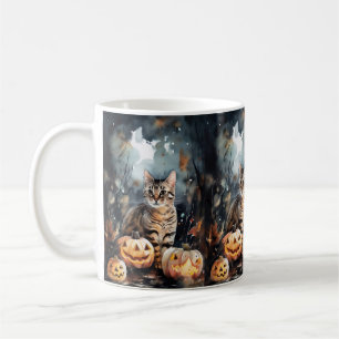 Halloween Bengalische Katze mit Pumpkins Beängstig Kaffeetasse