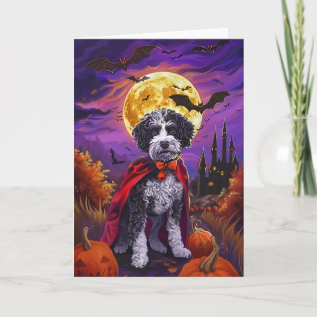 Halloween Bernedoodle Dog Pumpkins Beängstigend Karte (Vorderseite)