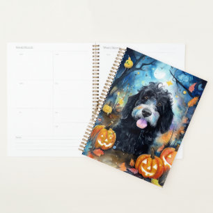 Halloween Bernedoodle mit Pumpkins Beängstigend Planer