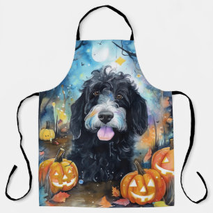 Halloween Bernedoodle mit Pumpkins Beängstigend Schürze