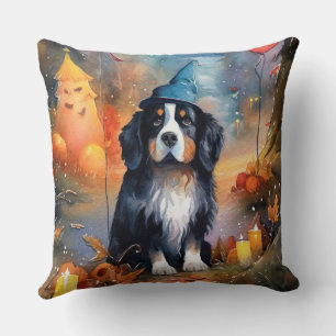 Halloween Berner Sennenhund mit Kürbissen Gruselig Kissen