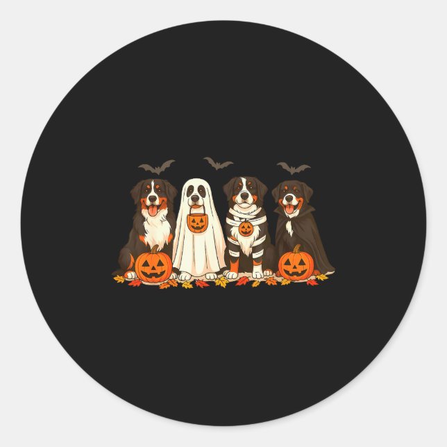 Halloween Bernese Mountain Dog Ghost Soky Bernese  Runder Aufkleber (Vorderseite)
