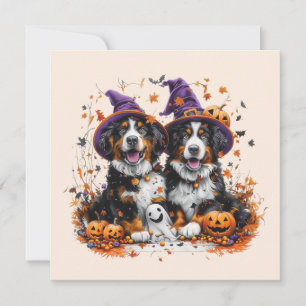 Halloween Bernese Mountain Hogs Hexenghost Einladung