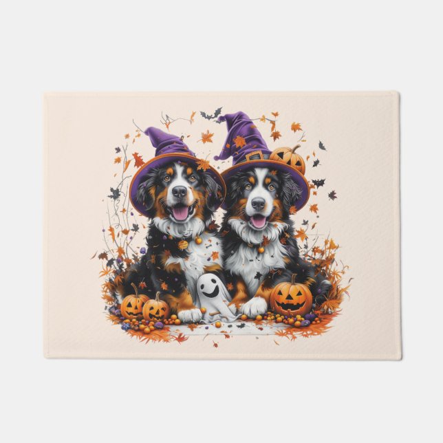 Halloween Bernese Mountain Hogs Hexenghost Fußmatte (Vorderseite)