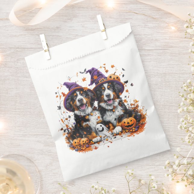Halloween Bernese Mountain Hogs Hexenghost Geschenktütchen (Ausgeschnitten)