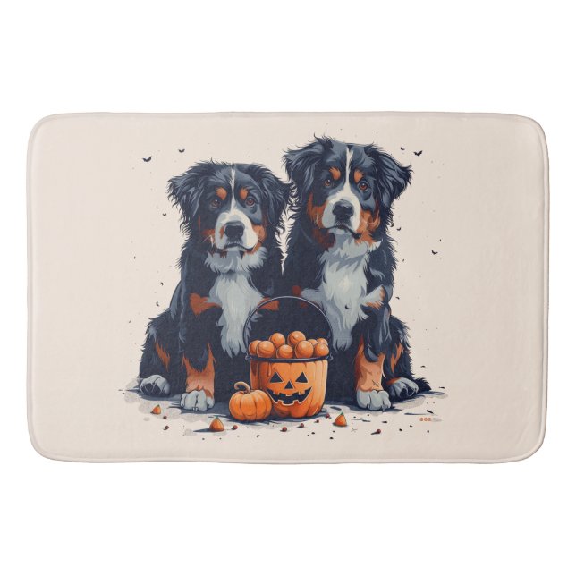 Halloween Bernese Mountain Hogs Pumpkin Badematte (Vorderseite)