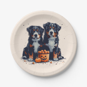 Halloween Bernese Mountain Hogs Pumpkin Pappteller