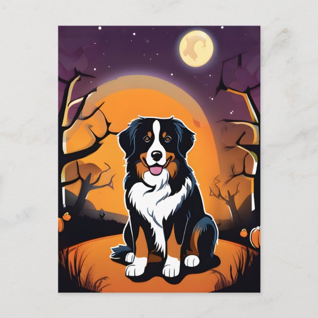 Halloween Bernese Mountain Hund Postcard Postkarte (Vorderseite)