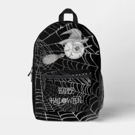 Halloween-Besen, beängstigender Augapfel, Spinnenn Bedruckter Rucksack